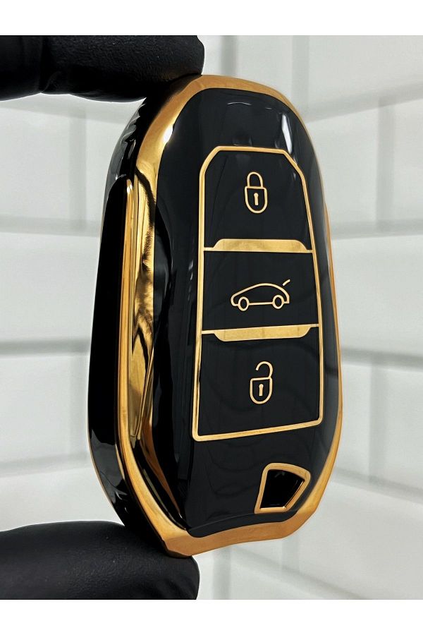 BARKAS ELEKTRONİK-Citroen C3 C4 Cactus C4 Picasso C3 Aircross C5 Aircross Jumpy - BlacK Gold Key Case 1