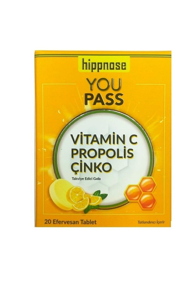 Hippnose-Youpass 20 EffervesCent Tablets - Containing Vitamin C, ZinC and Propolis 1