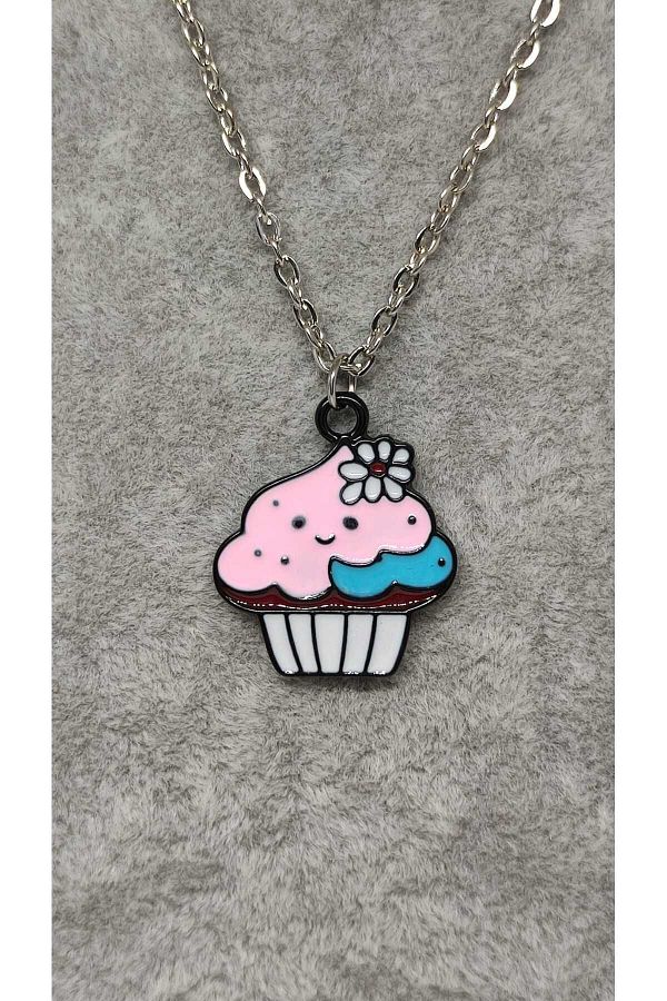 TUNA TAKI AKSESUAR Enameled Metal Flower Patterned Kupake Necklace Cake Necklace Trendyol