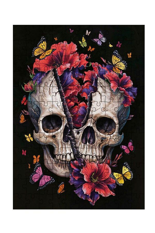 ekart-Wooden Mdf Puzzle Jigsaw Skull and Flowers 120 Pieces 25*35 cm 1