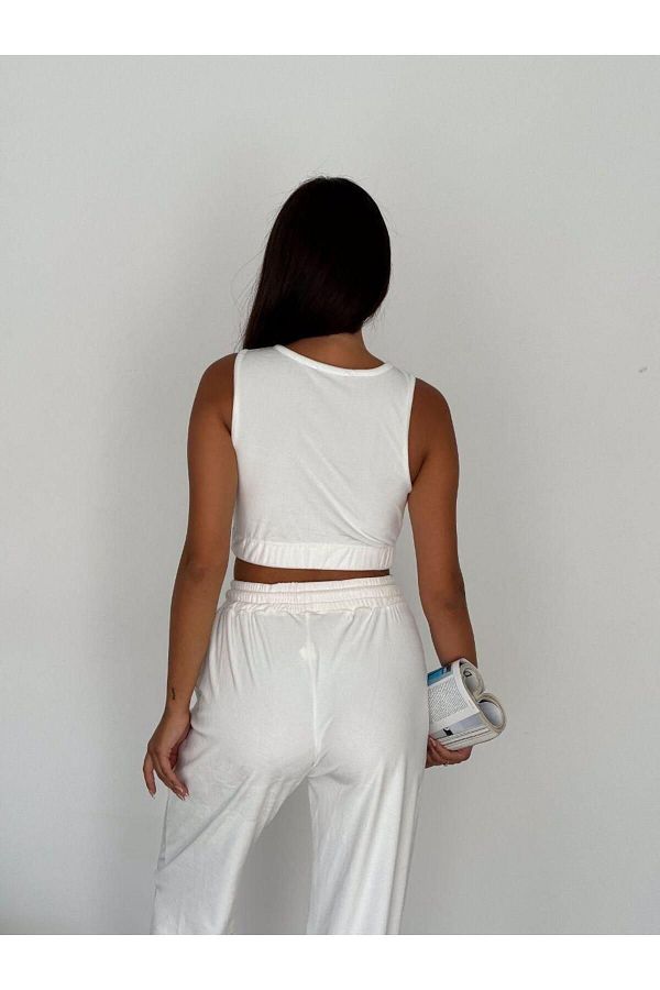 SUSEEMODA White Velvet Tracksuit Set Set of Three Trendyol