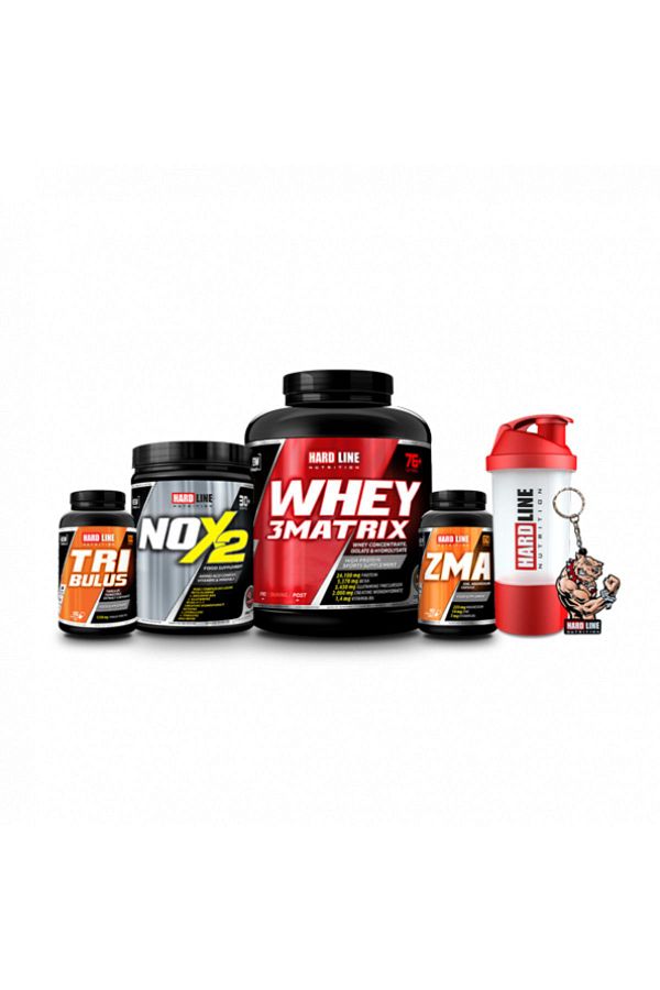 Hardline-WheY 3 Matrix 2300 - Chocolate Nox 2 Y.apple and Tribulus Zma Combo 1