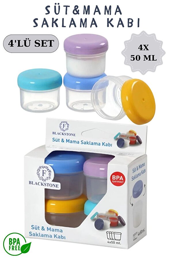 Genel Markalar Süt & Mama Mini Saklama Kabı 4'lü Set / Toz Mama Kabı