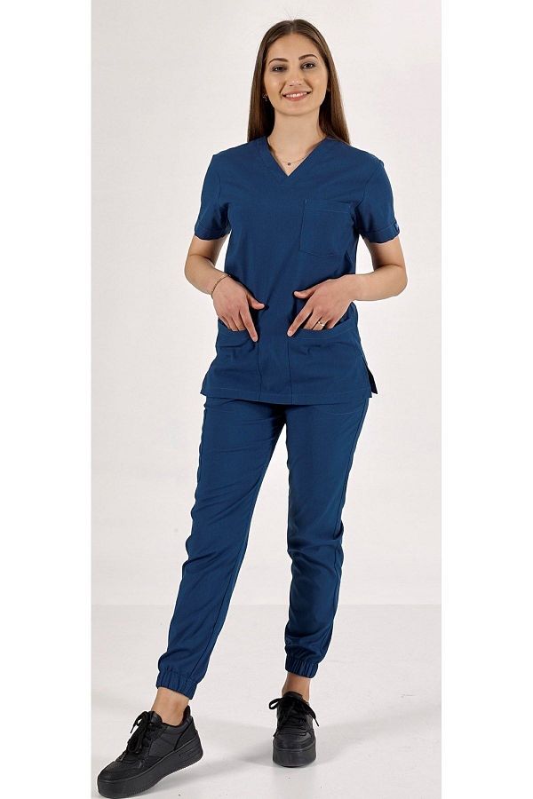 Uçak Medikal-Tricou pentru asistentă și medic pentru echipa de uniformă de jogger, albastru marin petrol 1