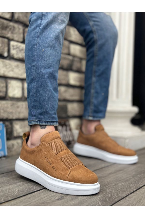 BOA-BOA BA0307 - Tan and White Men's Shoes with High Sole and Double Straps 1