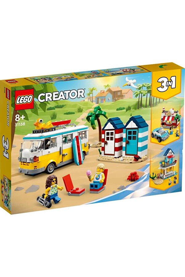 LEGO Creator Plaj Karavanı 31138 - 8 Yaş ve Üzeri Çocuklar için Plaj Kulübeleri, Yazlık ve Do
