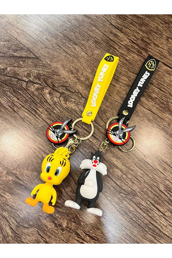 Future Sound-I Saw a Cat Like Sylvester & Tweety 3d Silicone Bff Couple Keychain 1