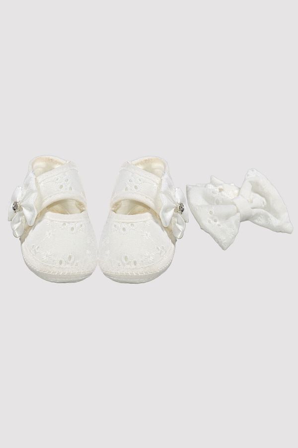 Peki 0 6 Months Baby Sandals Add 5 Pay 4 Newborn Bow Accessory Bandana and 10cm Sole Size 14486 Trendyol