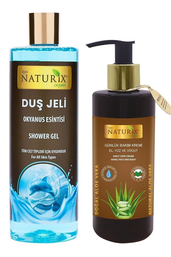 Ilgaz Naturix Organix-Ocean Breeze Shower Gel (400ml) & Aloe Vera Moisturizer (250ml) - Skin Care 1