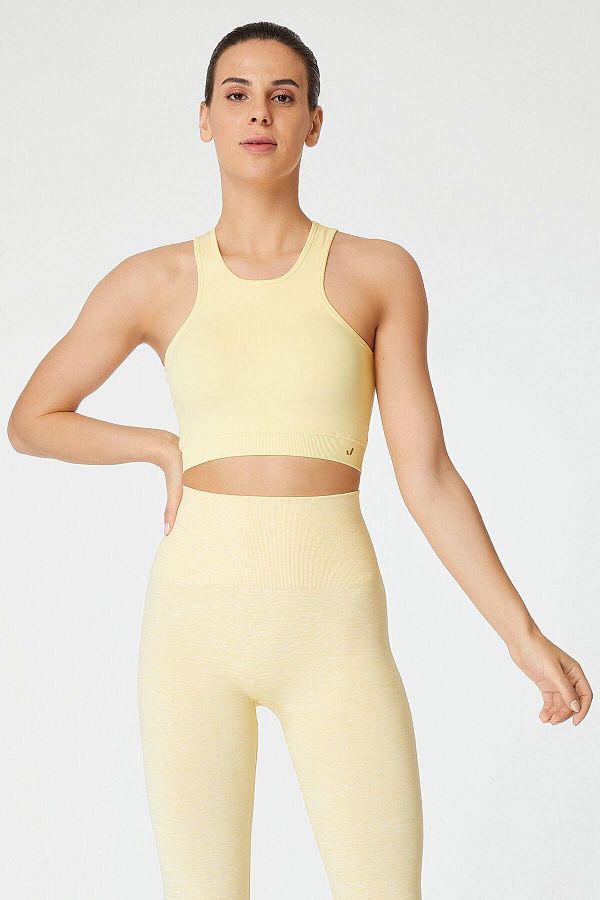 Jerf-Palmi Self Patterned Round Neck Coated Bra Yellow 1