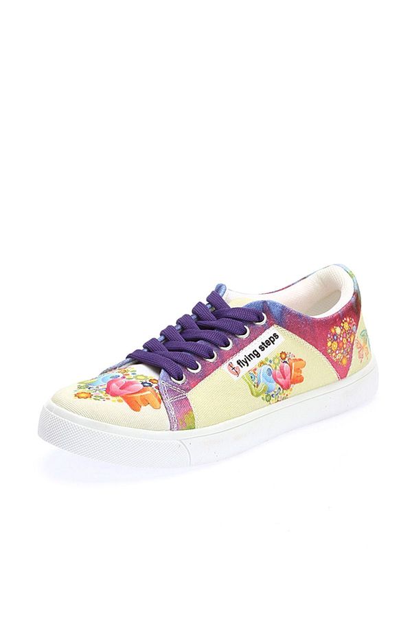 Flyingsteps-Pantofi sport colorați pentru femei, unisex, cu șireturi, cu talpă ortopedică 1