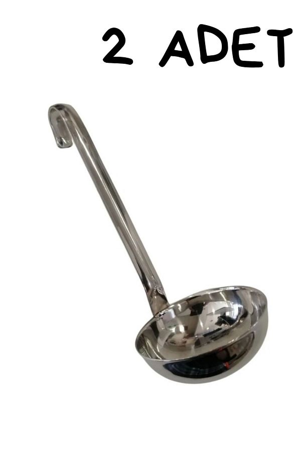 Özfiliz Mağaza Ekipmanları-2 Pieces Stainless Chrome Ladle - for Food and Jam Honey Molasses 1