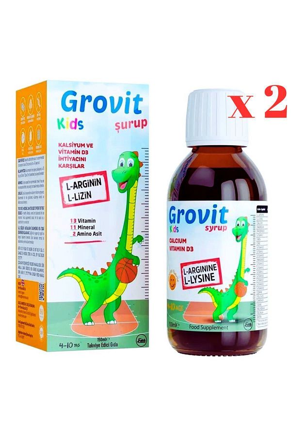 Grovit-Multivitamin Syrup for Children - 150 Ml, Helps Height Increasing and Appetite Regulating, 2 Pieces 1