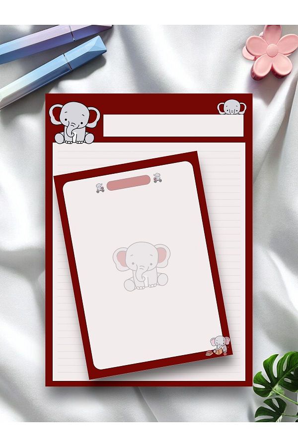 Mirya Notes-A4-A5 Elephant Patterned 2-Piece Notepad Set - Notepad and Notepad 1