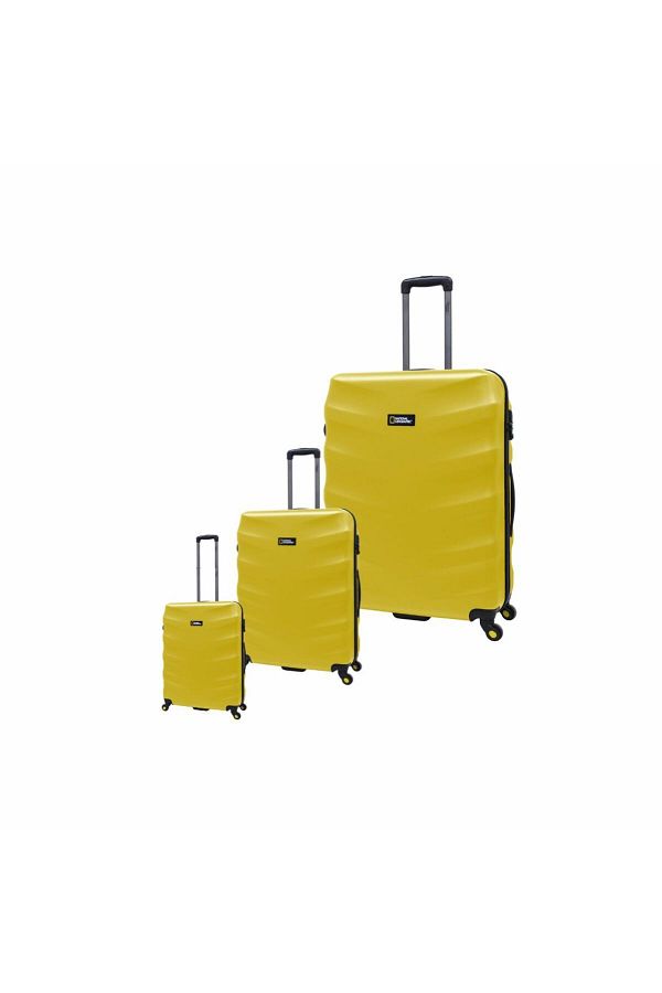 National Geographic Arete ABS Hard Case Suitcase Set 3 pc Yellow Trendyol