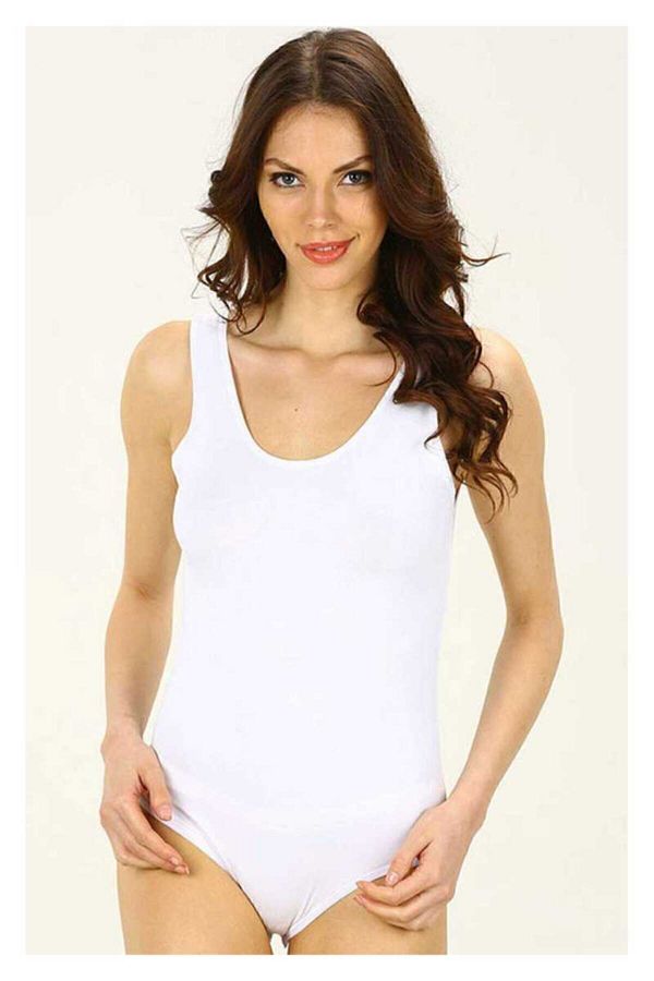 İmer Çamaşır-Imer Women's Snap-On Bodysuit with Thick Straps Modal Imer9252 1