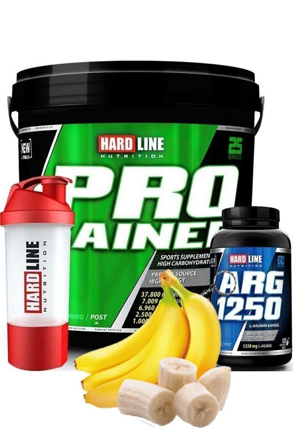 Hardline-Progainer 5000 g Banana - Arg 1250 Shaker Combo 1
