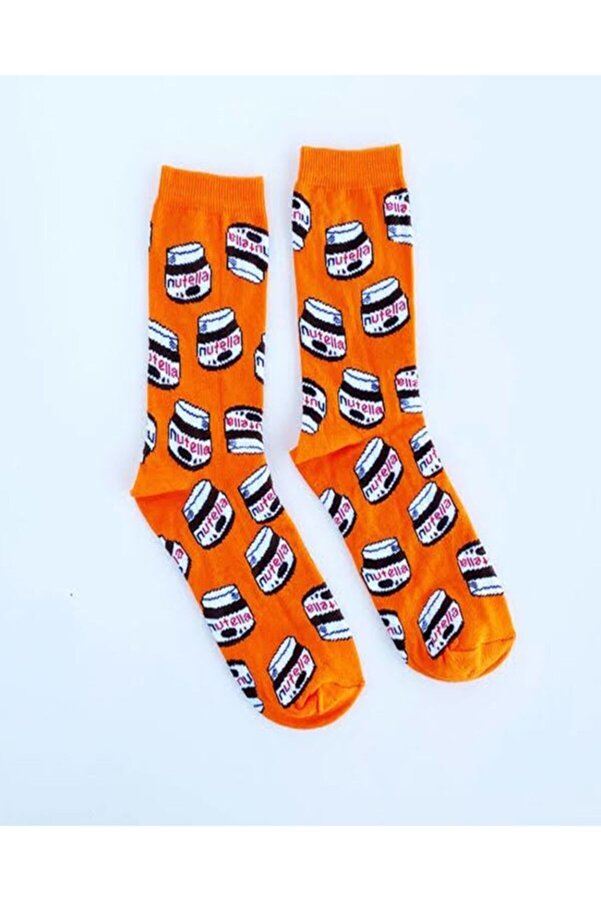Crazy Socks-Nutella Orange Patterned 1