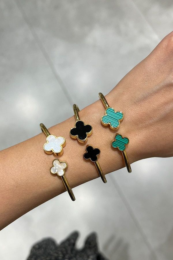 yucelique Vintage Alhambra Double Clover Bracelet Handcuffs Model Trendyol