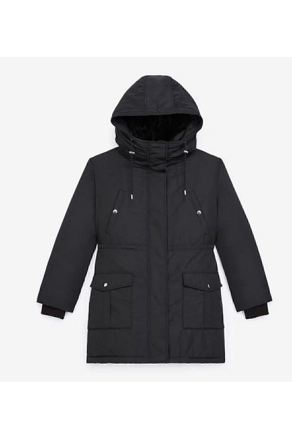 The Kooples Black Plush Fur Parka Trendyol