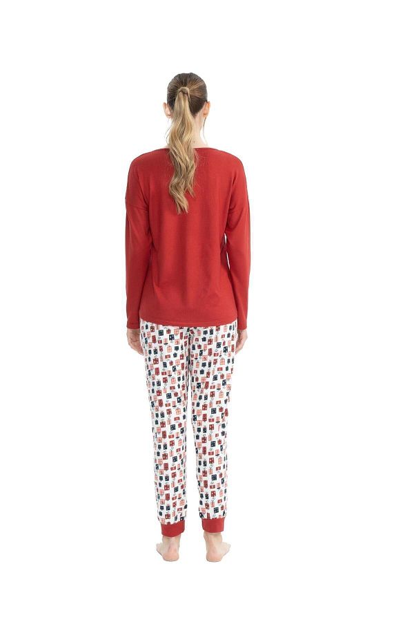 U.S. Polo Assn. Us Polo Assn. Women s Burgundy Round Collar Pajama Set Trendyol