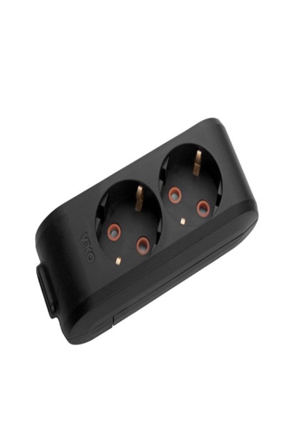 VİKO-2-Piece Double Socket - Grounded Child Proof, Wireless Black Group Socket 1