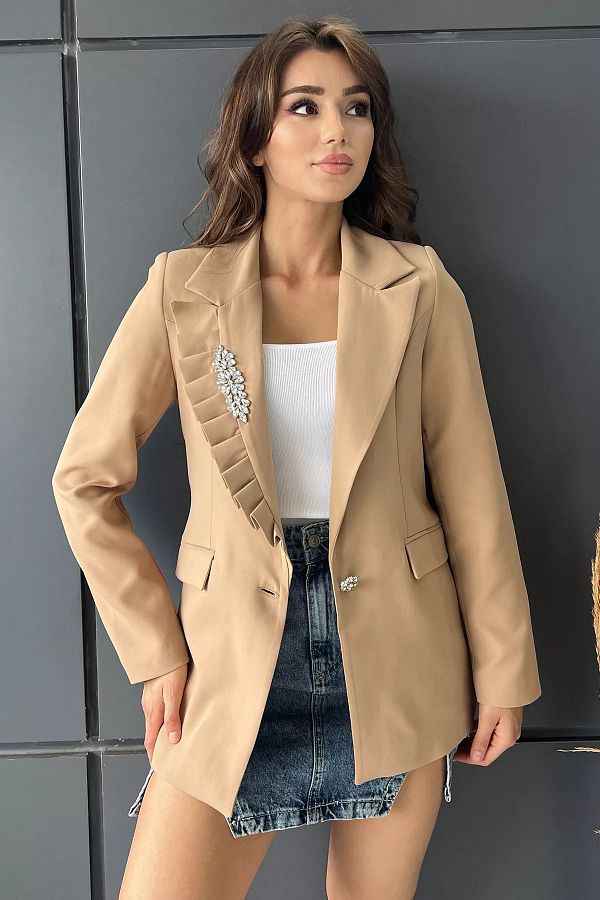 Womens ruffled blazer on sale