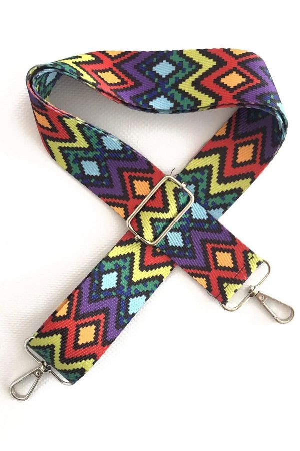 Gloria-Adjustable Handle Polyester Bag - 120 cm Square Patterned Phone Strap 1