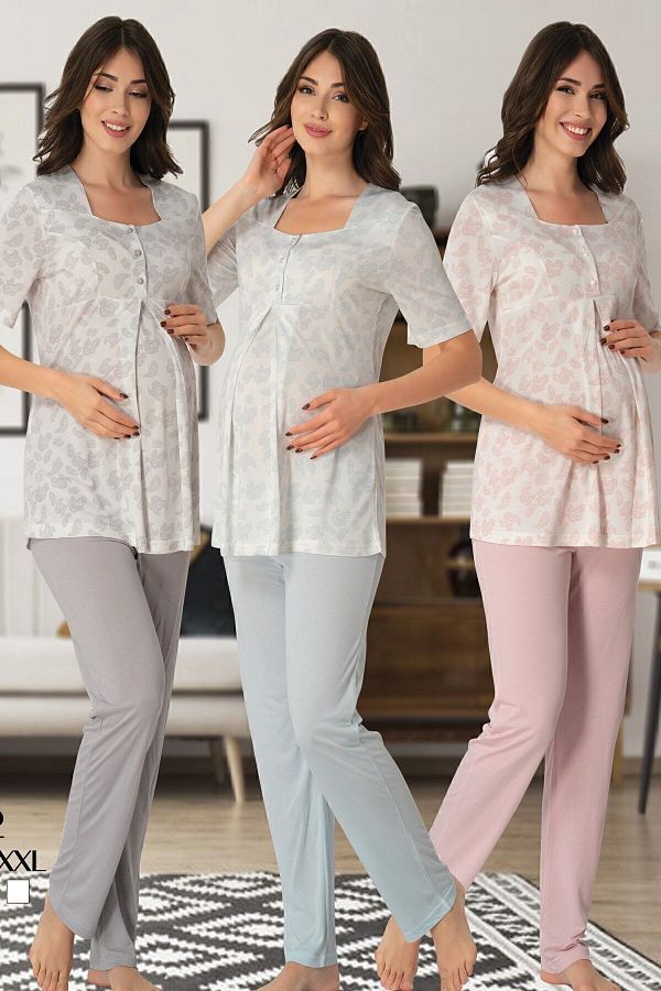 Effort Pijama-Pijama de maternitate cu model Effortt 8012 - Gri 1