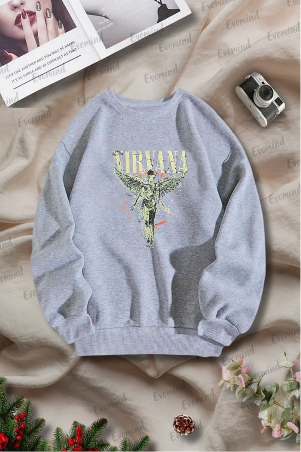 art 4 Unisex Nirvana Printed Adult and Children Crew Neck Sweatshirt Trendyol