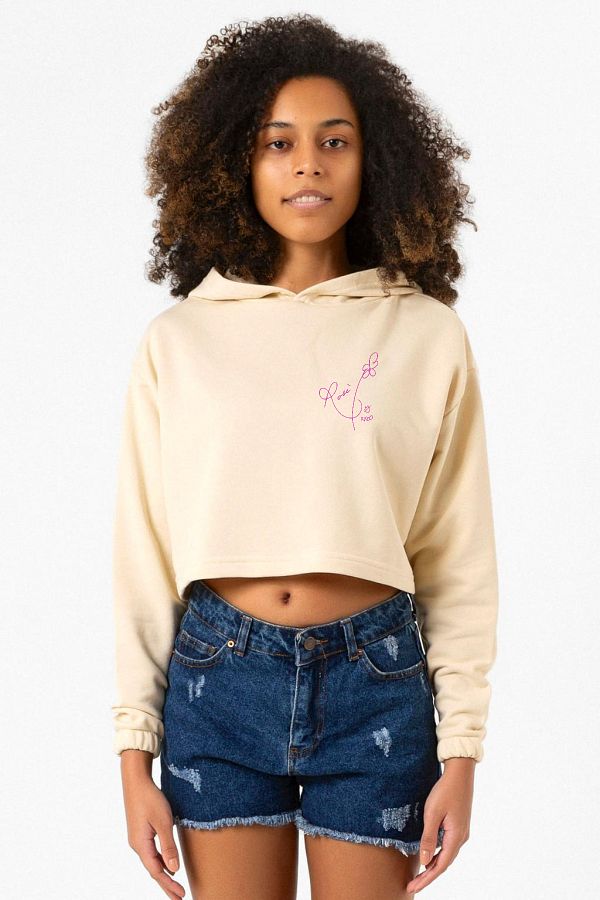 Tshirthane Blackpink Rose Signature Beige Women s Crop Hoodie Trendyol