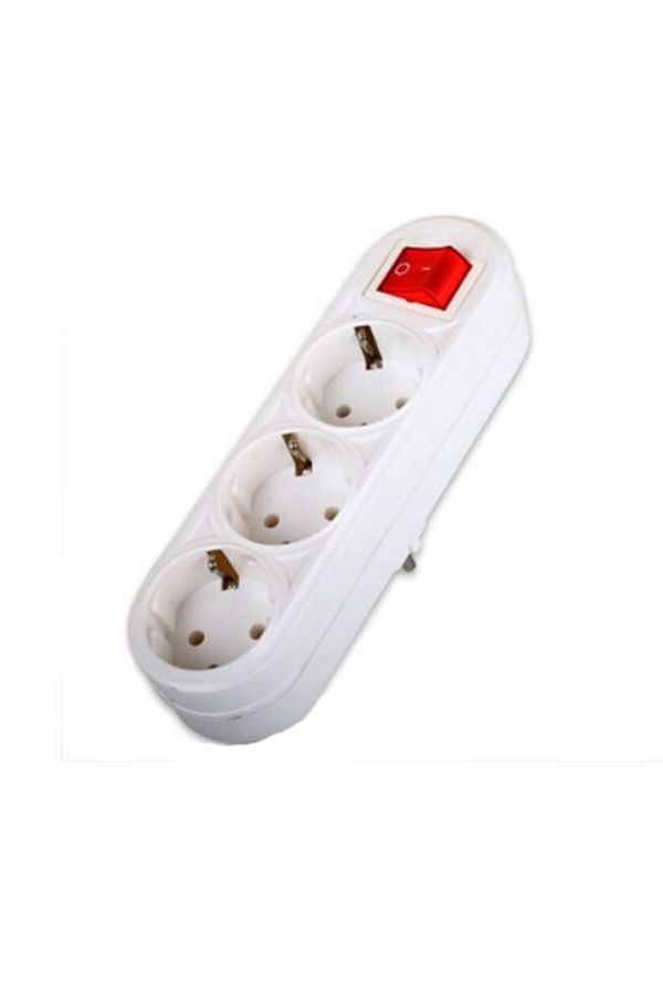 FETİH-LALE I Type Set of 3 Grounded Plug Socket - Conquest with Switch 1