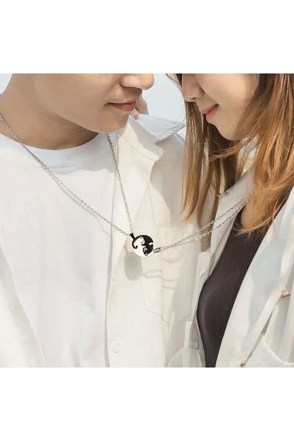 Yin yang cat couple necklace cheap