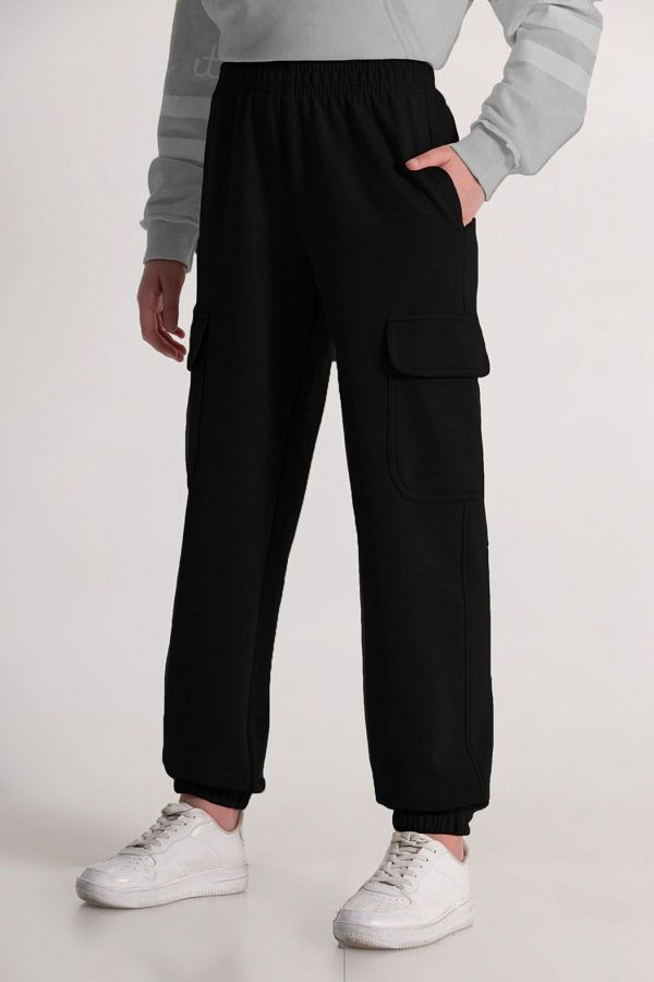DMB BOYS & GIRLS-Pantaloni de sport elastic cu buzunare cargo pentru fete de 9-14 ani 1