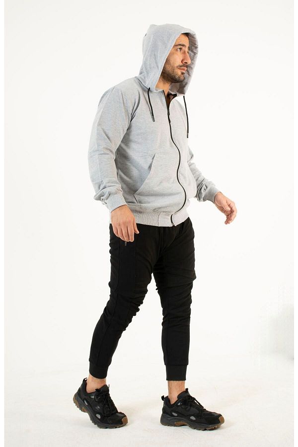 Supremacy-Men's Gray Basic Up Regular Tracksuit Top 1
