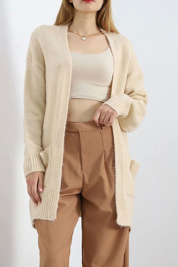 Cardigan long beige sale