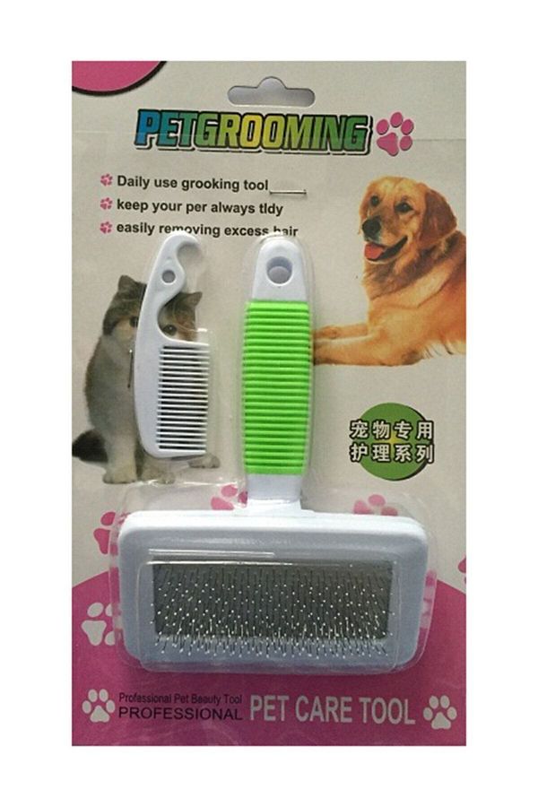İnnopet-Pet Grooming Cat Comb with Tip Protection Cleaning Brush 1