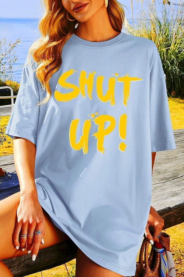 uyguntarz-Uniszex Shut Up Nyomtatott póló 1