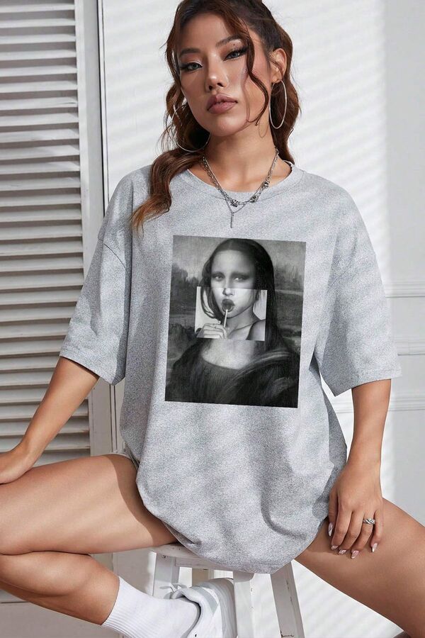 uyguntarz-Unisex tričko s potiskem Mona Lisa 1