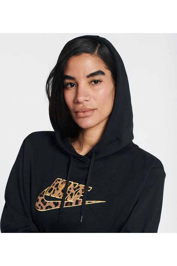 Nike Sportswear Fleece Futura Leopard Women s Black Hooded Fleece Sweatshirt Dd5838 010 Trendyol
