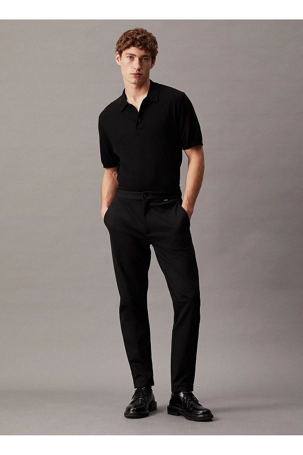 Calvin Klein-بنطال رجالي أسود بخصر عادي - K10K 113647 بيه 1