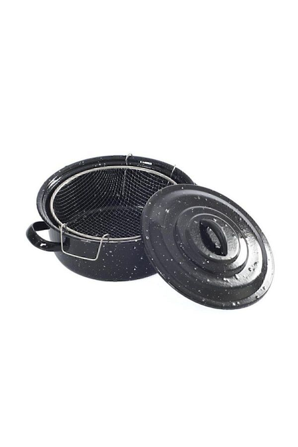 Essen-Enamel Chips Fryer Frying Pan with Black Lid 25cm 2019st000000306 Deep 1