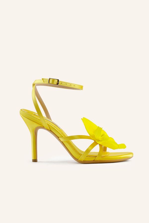 Yellow satin sandals cheap