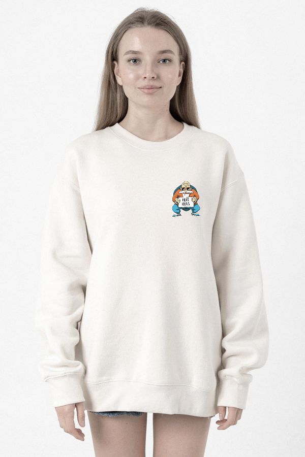Tshirthane Dragon Ball Z Anime Master Roshi Free Hugs White Women s 2ip Sweatshirt Trendyol