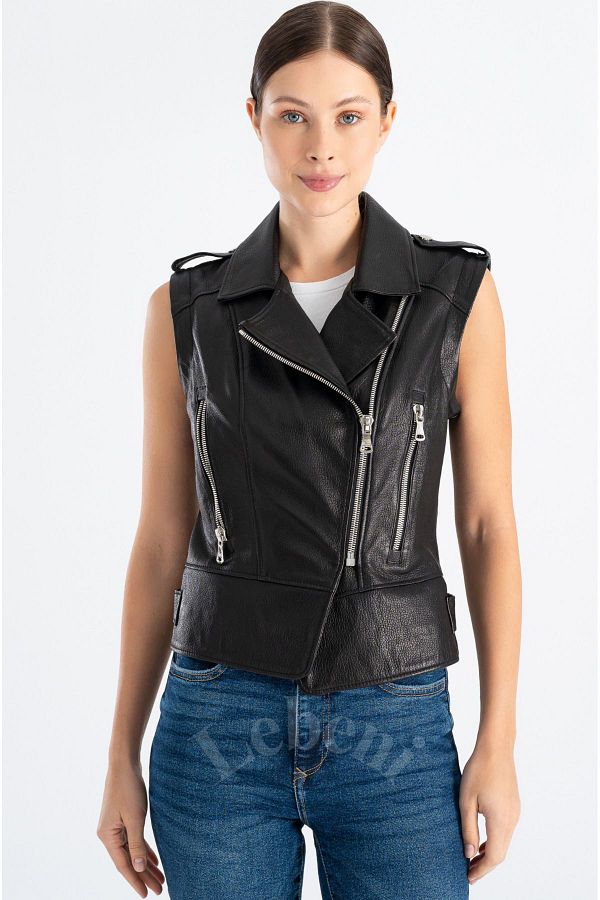 Double breasted leather vest discount