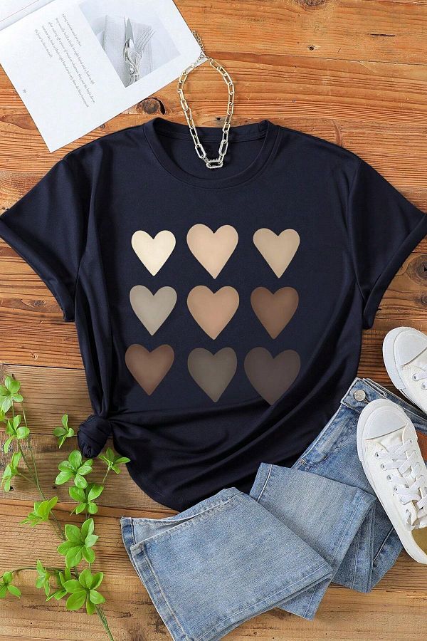 uyguntarz-Unisex-T-Shirt mit Herz-Aufdruck 1