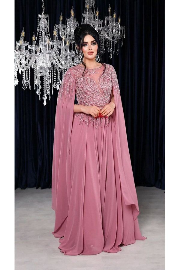 Formal dress with cape sleeves sales