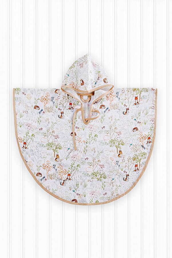 tinylamb Bebek Ekru Garden Pamuk Kapşonlu Müslin Panço