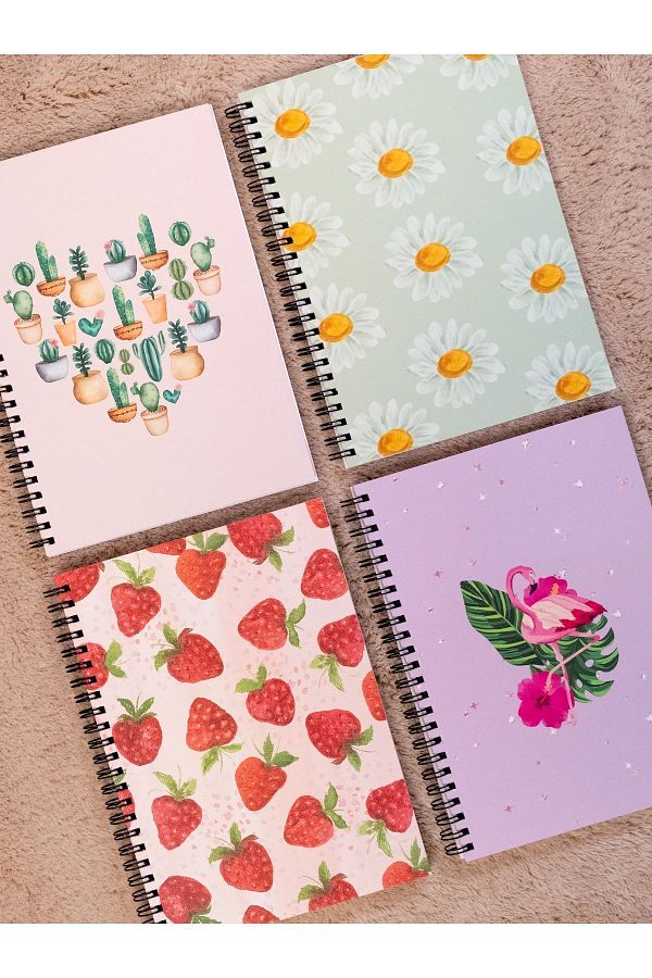 Fobinote-Spiral School Notebook 80 sheets Set of 4 - A5 Size Unlined 1