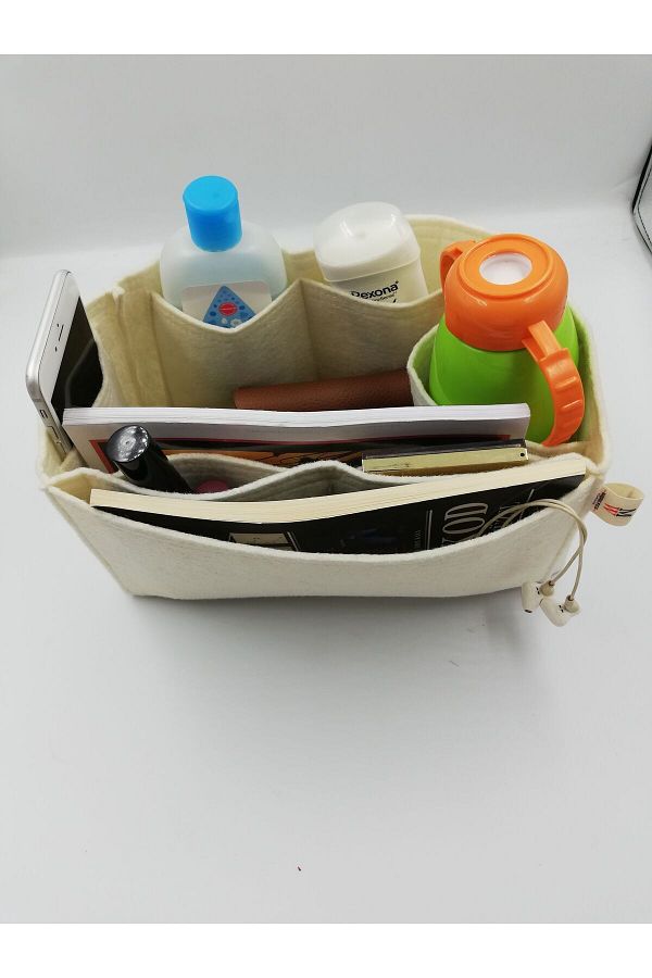 MARJİNAL W CLUB-Cream Colored Long and Large Single Drinking Bag - Organizer Inside 1